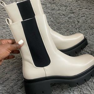 - Women's Chunky Platform Chelsea Boots Square Toe Pull-on Ankle Booties *NEW*